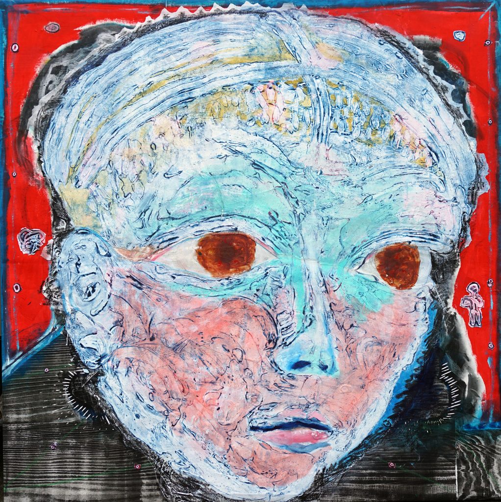 Yoko Naito 内藤瑶子, A Face , 2021
acrylic, Oil, Oil pastel, Dynamic Collagraphy, Collage on Canvas, 910×910mm (S30)